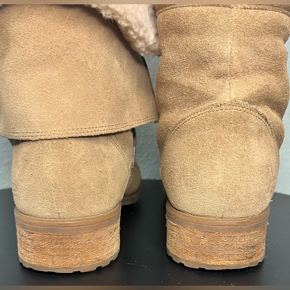 UGG AUS Gradin Lace Up Suede Wool Winter Boots Sheepskin Fur Outdoor Fold Over - Picture 7 of 16